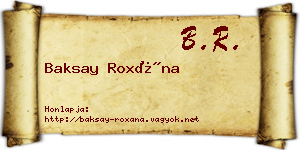 Baksay Roxána névjegykártya